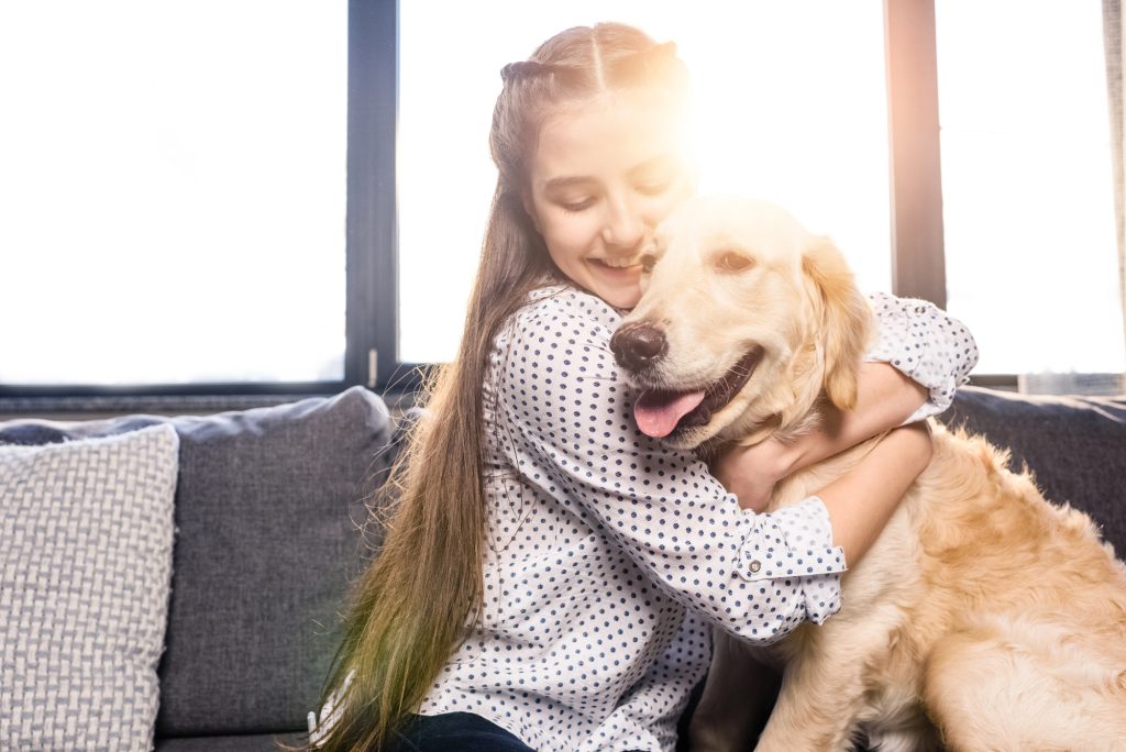 happy owner and dog